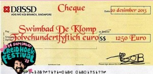 Cheque Swimbad De Klomp 1250 euries